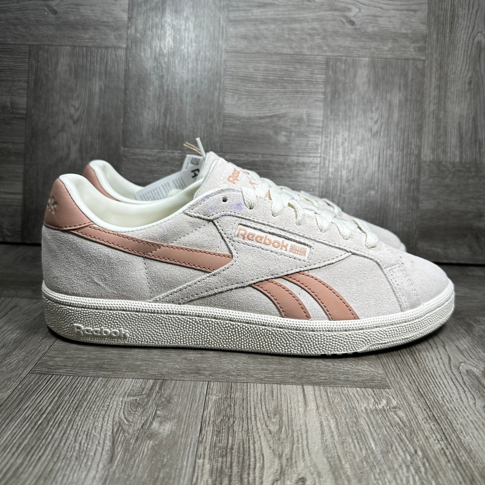 Reebok‎ Club C Grounds UK Women 10 Beige Pink Suede Retro Tennis Sneakers NEW